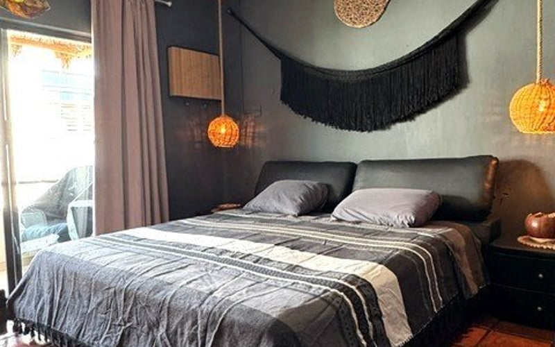 Bedroom with hammock decor