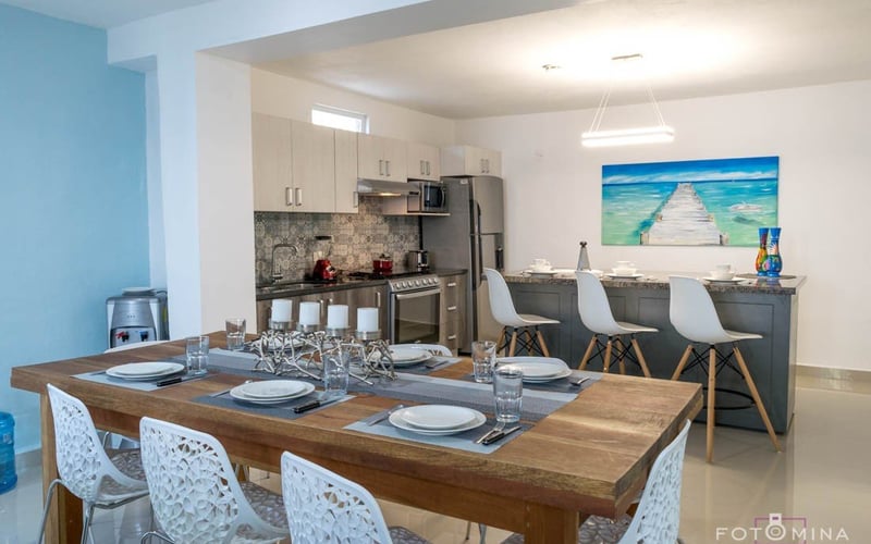 Dining room and kitchen