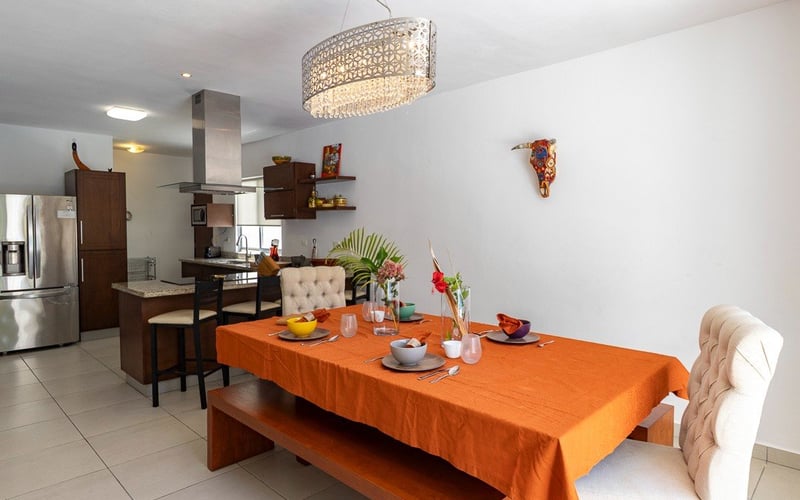 Dining room and kitchen open plan