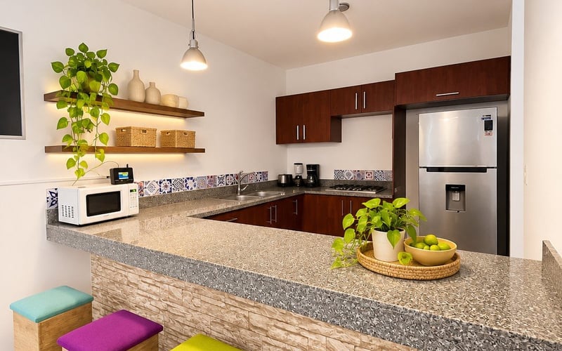 Kitchen with bar seating